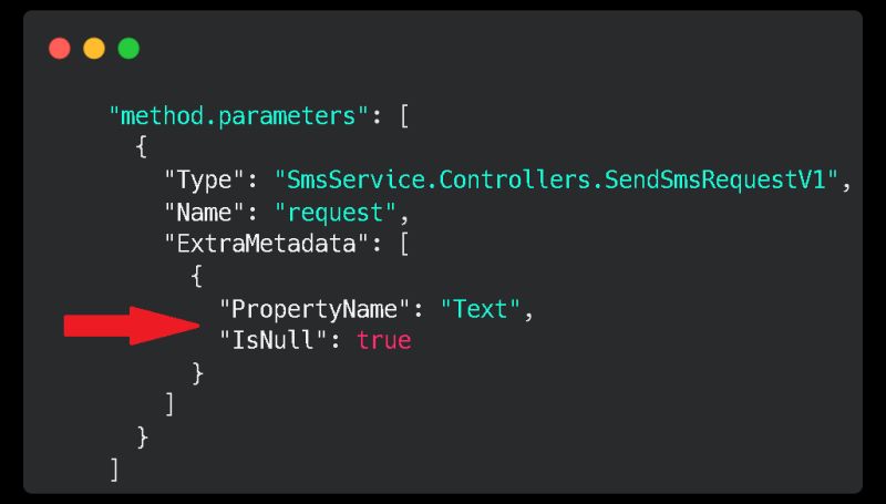 Visual representation of Razorsharp log entry highlighting potential properties of method object that might cause the NullReferenceException